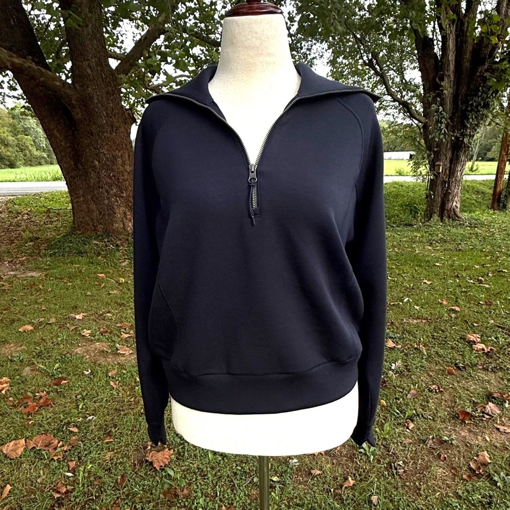 Spanx AirEssentials Half Zip Pullover Sweatshirt Black Size Medium 50226R Soft